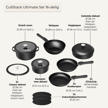 CuliStack Ultimate Pannenset (16-delig)